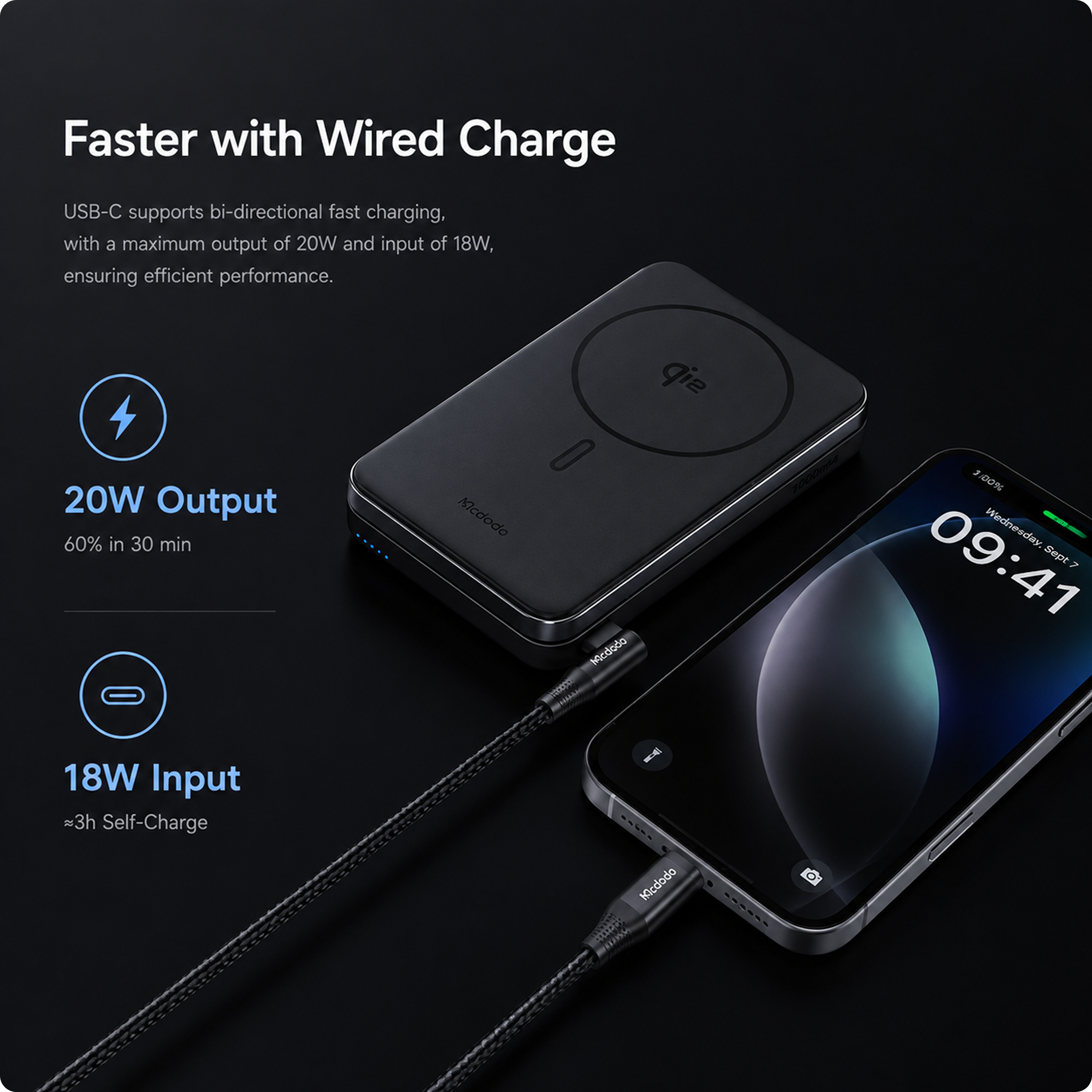 Mcdodo MagQ 2-in-1 10000mAh 20W Qi2 Magnetic Powerbank and Foldable Phone Stand