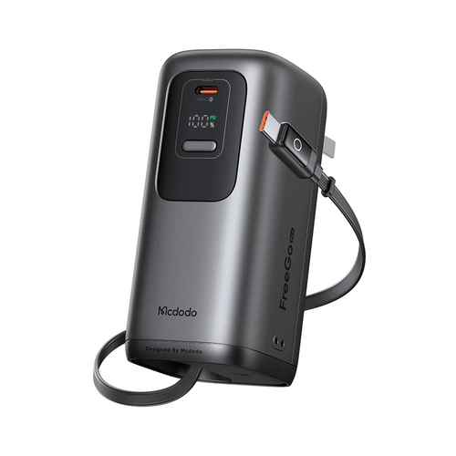 Mcdodo 45W 3-in-1 LED Display 10000 Mah Power Bank with built in International Charger & Retractable Cable
