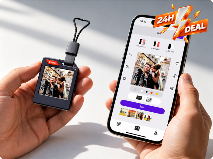 PhotoTag Smart Air Tracker Tags Finder for Android & iOS (Apple Find My & Google Find My Device), Bluetooth Locator for Luggage, Keys, Wallet. Personalized E-Ink Display, Tech Gift