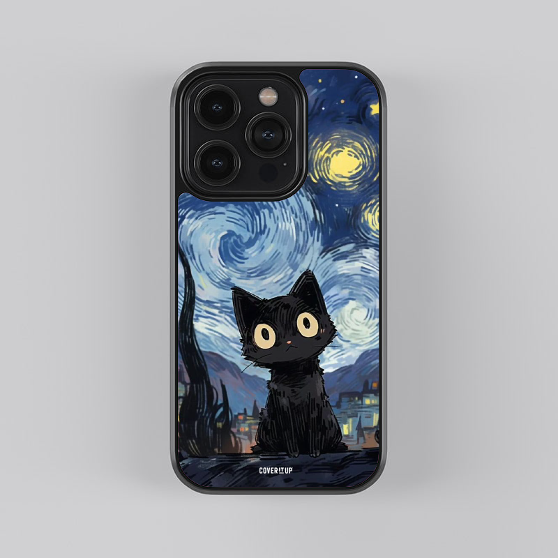 Starry Night Kitty Glass Case