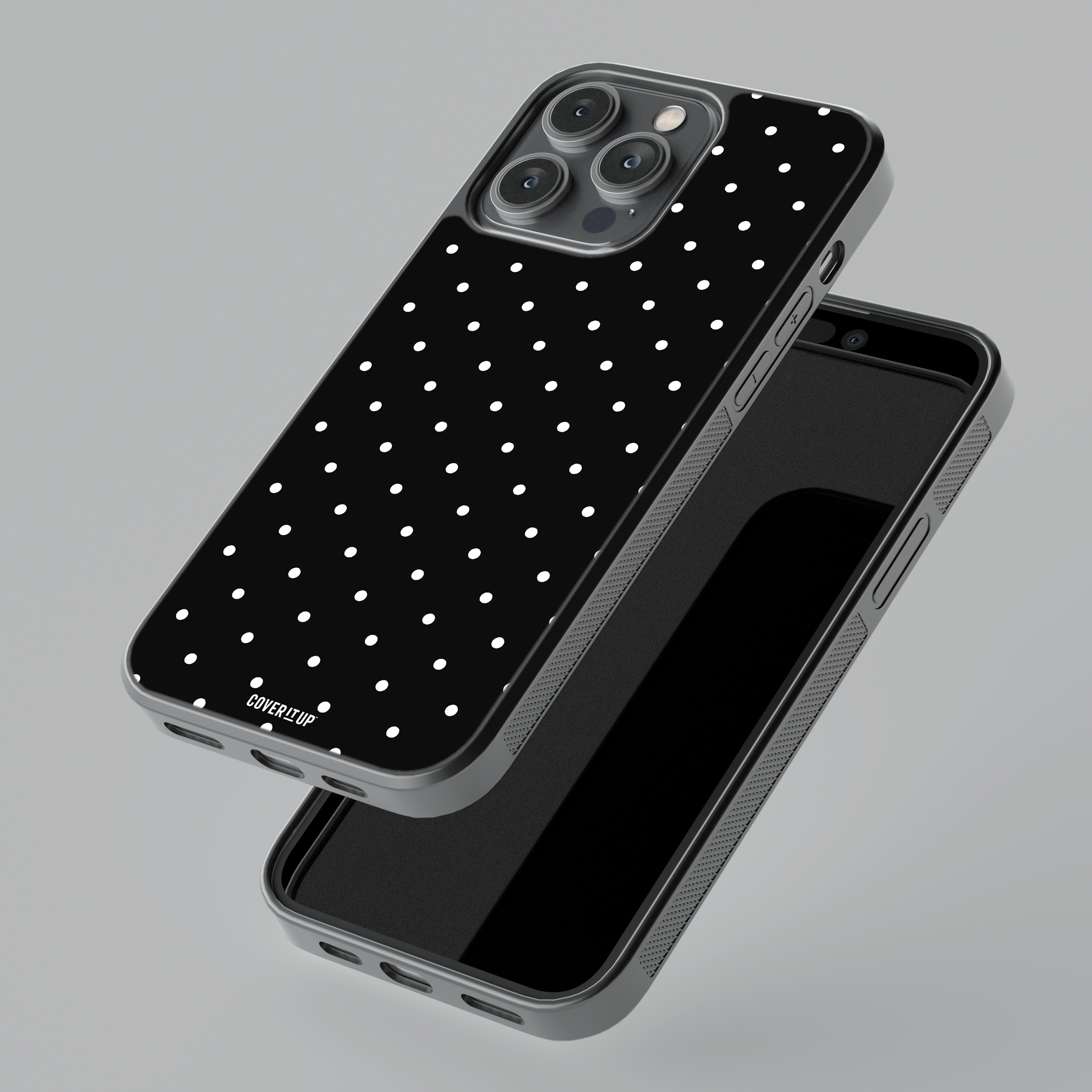 Classic Black Small Polka Dots Glass Case