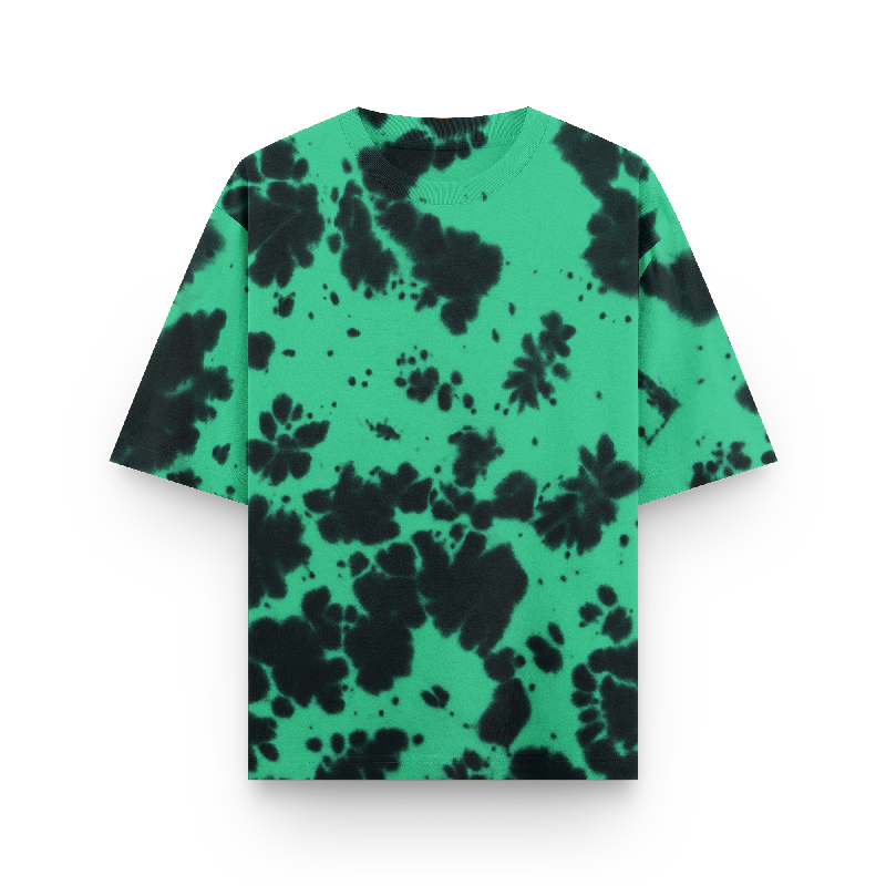 Green & Black Tie-Dye Oversized T-Shirt