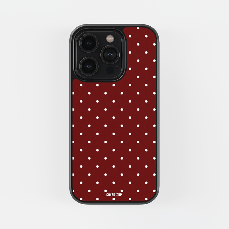 Small Maroon Polka Dots Glass Case