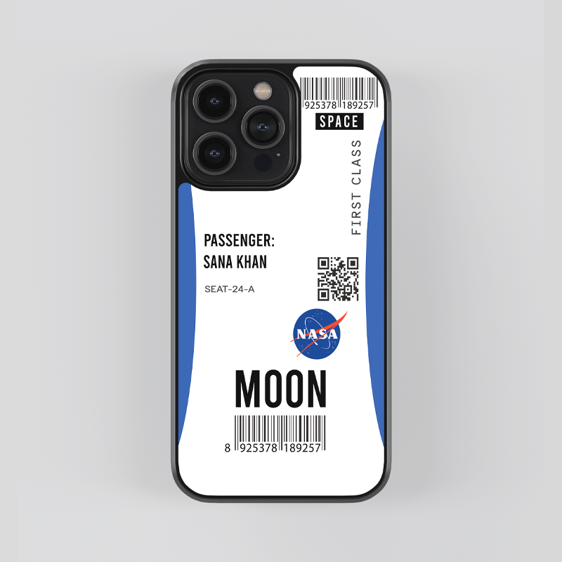 NASA Mission Moon Ticket Custom Glass Case
