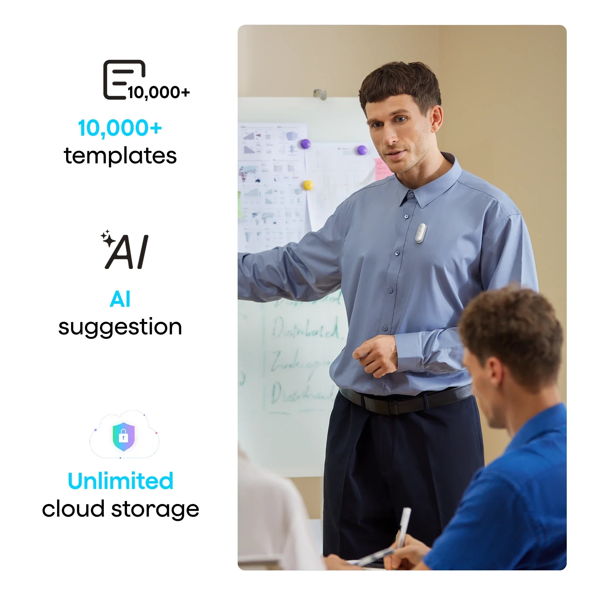 Plaud NotePin S AI Voice Recorder, Wearable AI Notetaker, AI Transcribe & Summarize, Support 112 Languages, 64GB Audio Recorder for Meetings Interviews, Professionals, Teams, with 4 Accessories