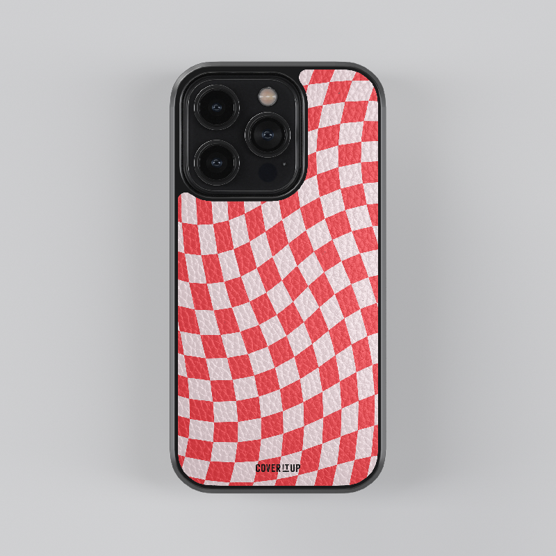 Red Checkered Leather Case