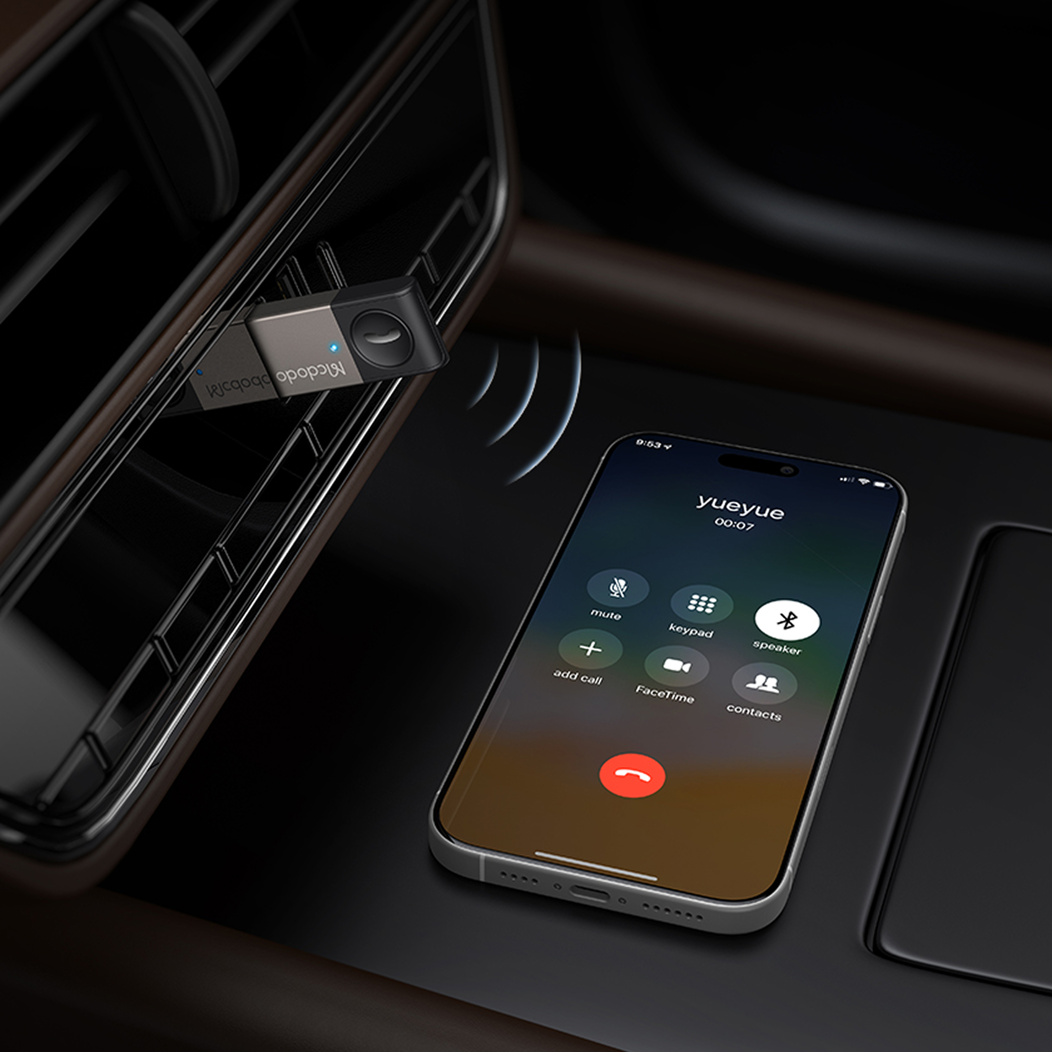 Mcdodo USB-A Wireless Car Adapter with Built-in Multi-Function Button