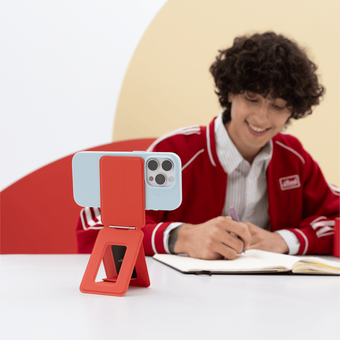 Moft Snap Phone Tripod Stand - Compatible Models: iPhone 12/13/14/15/16/17 series (Plus/Pro/Pro Max) and MagSafe-compatible cases. Works with non-MagSafe phones using the included metal ring.