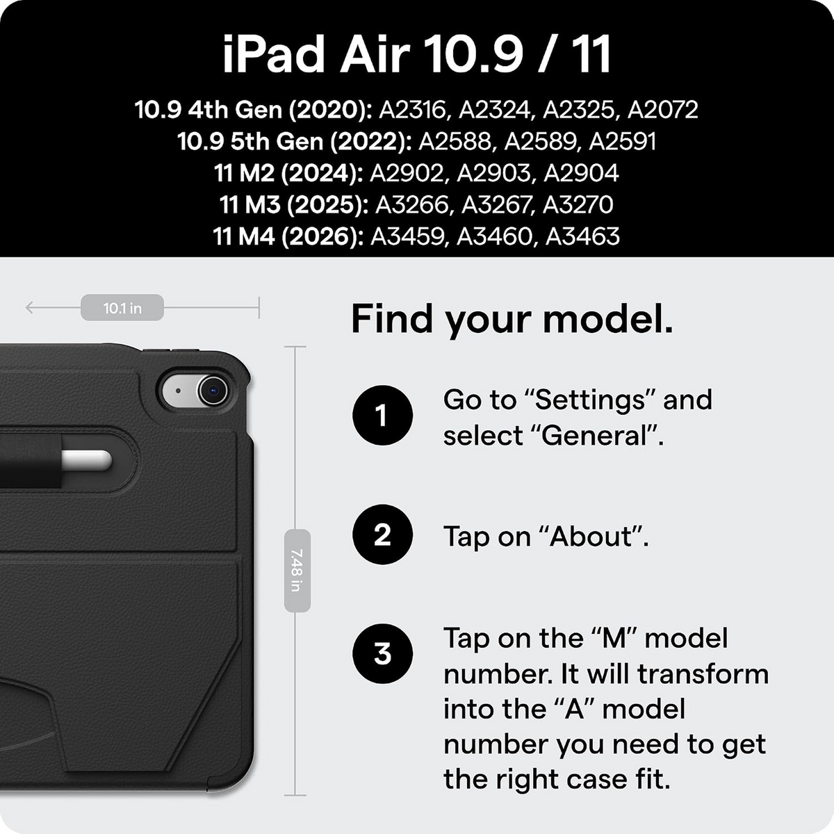 ZUGU Case for iPad Air 11 inch (M2/M3/M4) iPad Air 10.9 Gen 5/4