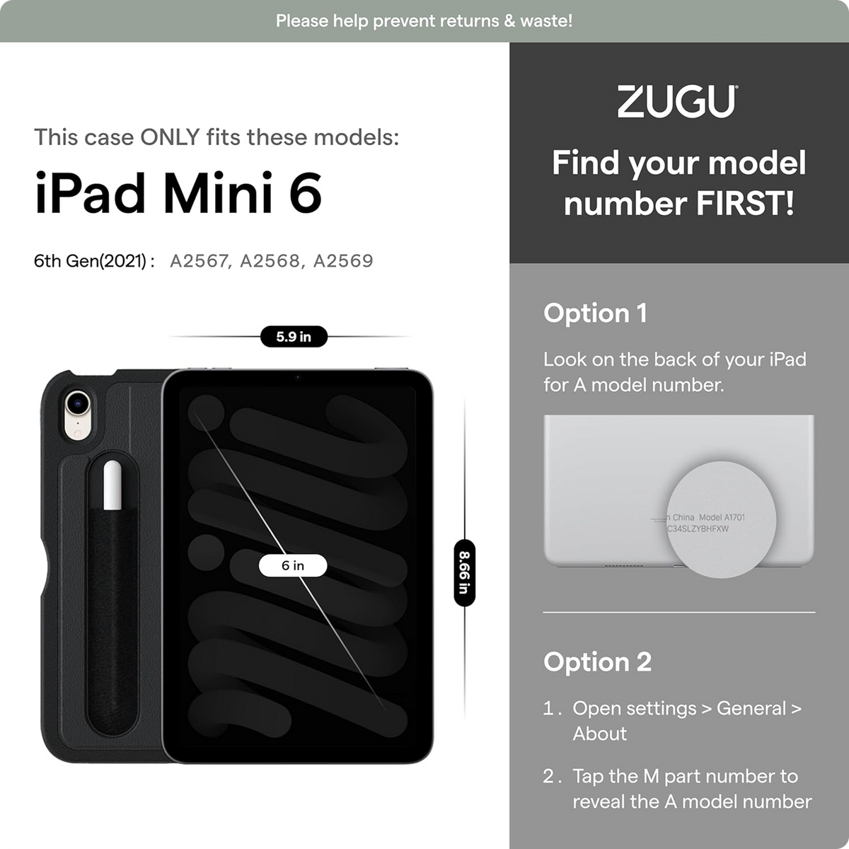 ZUGU Case for iPad mini 6/7 (A17 Pro) 2021/2024
