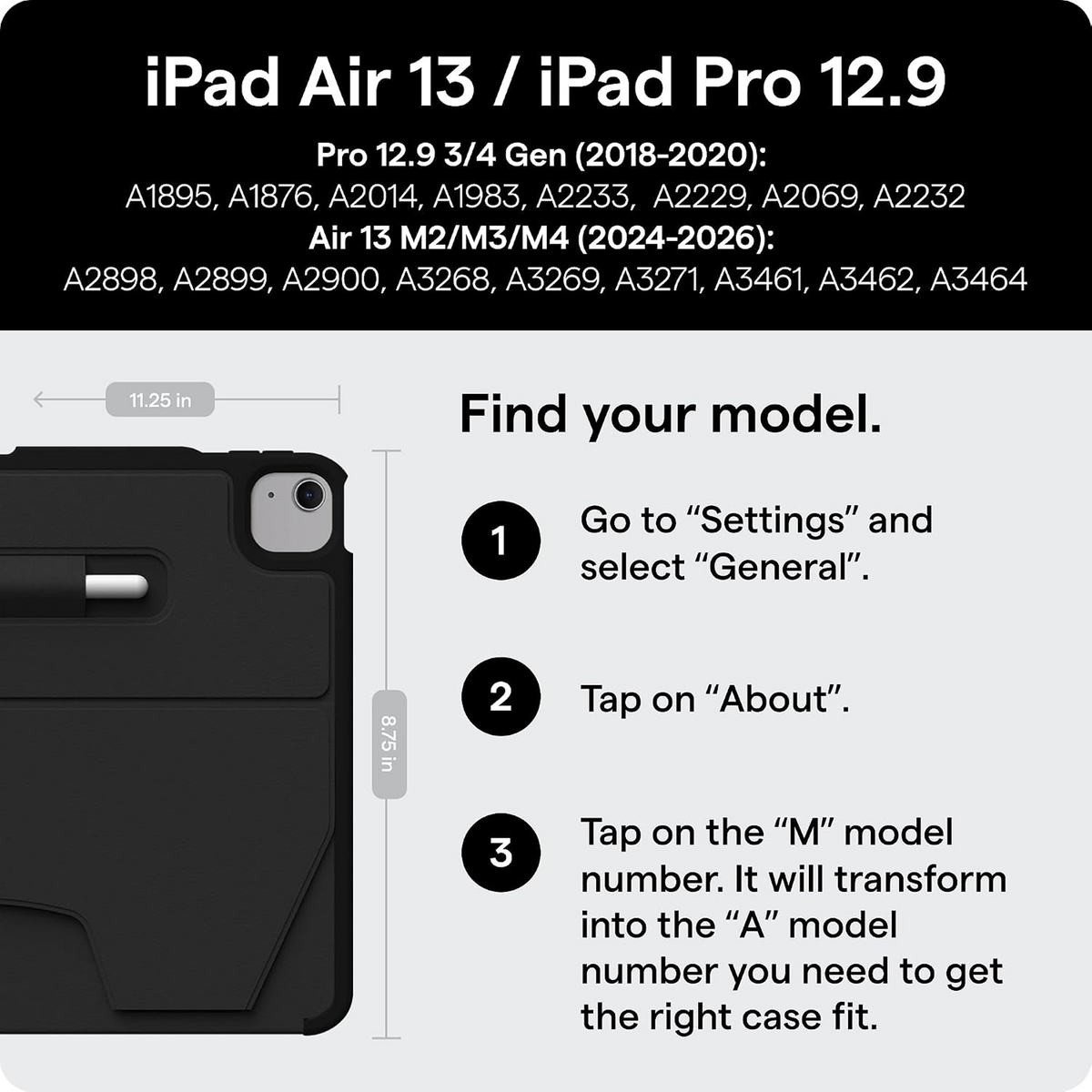 ZUGU Case for iPad Air 13 inch (M2/M3/M4) iPad Pro 12.9 Gen 3/4