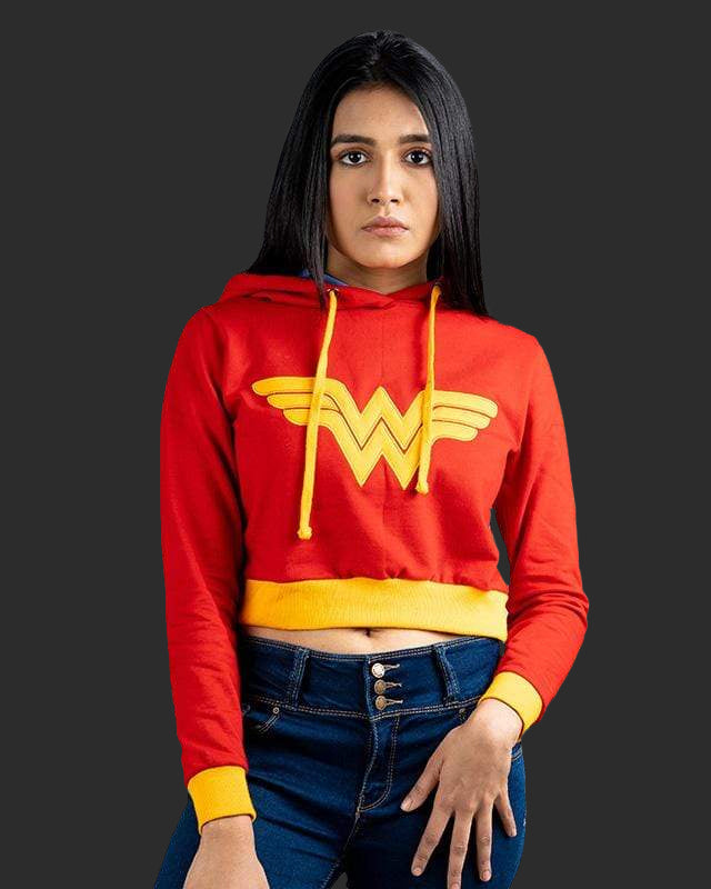 Wonder Woman Cropped Hooded Sweatshirt