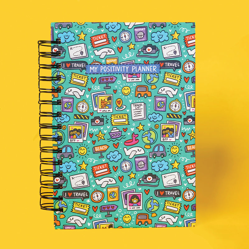 The Positivity Planner 2023 - Fun Green Travel Themed Printed Planner