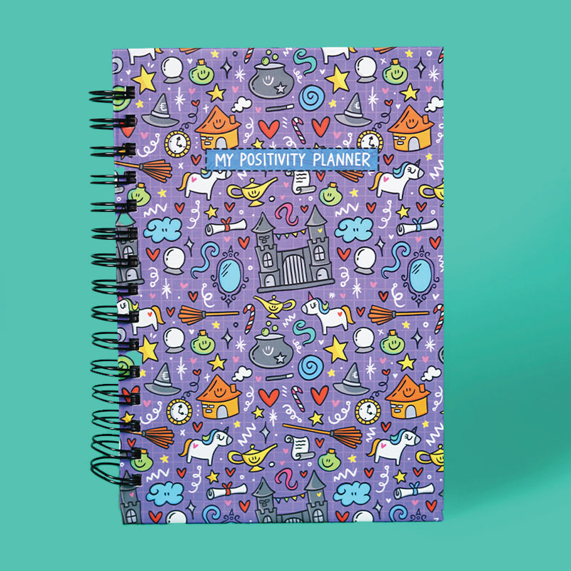 The Positivity Planner 2023 - Fun Purple Fantasy Themed Printed Planner