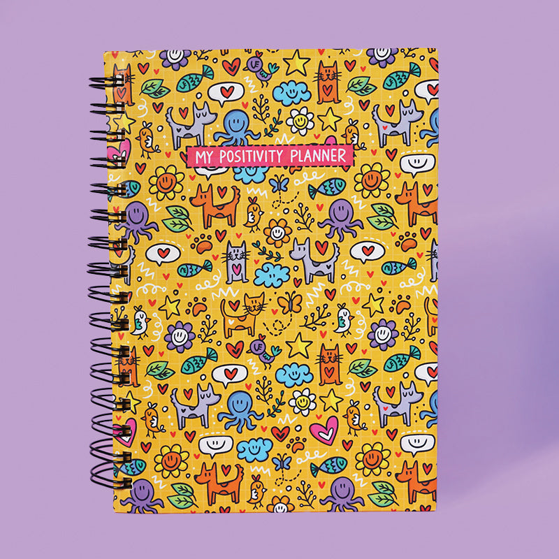 The Positivity Planner 2024 - Fun Yellow Animal Themed Printed Planner