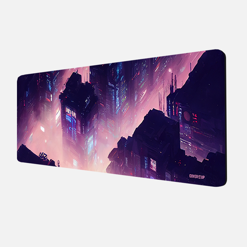 Anime City Drone View Desk Mat And Gaming Mouse Pad