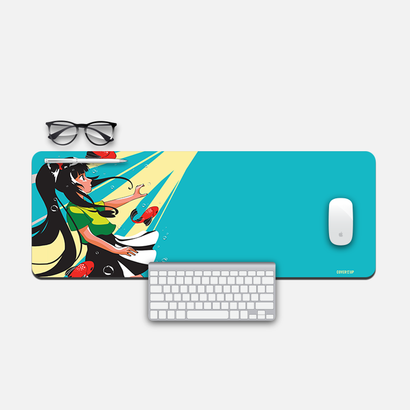 Anime Girl Falling In The Deep Desk Mat and Gaming Mouse Pad