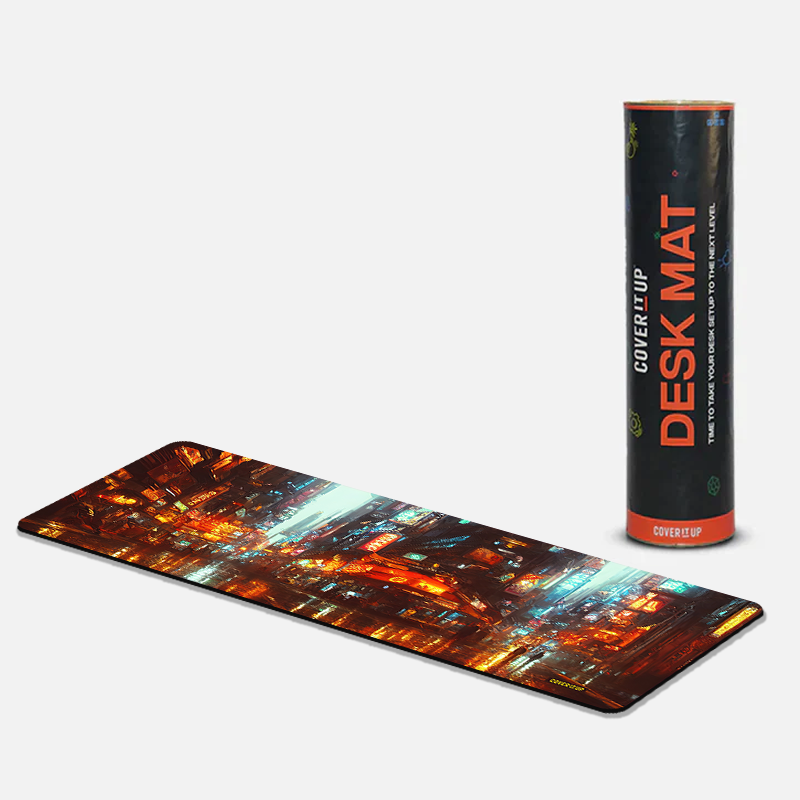 Anime Glowing City Desk Mat and Gaming Mouse Pad