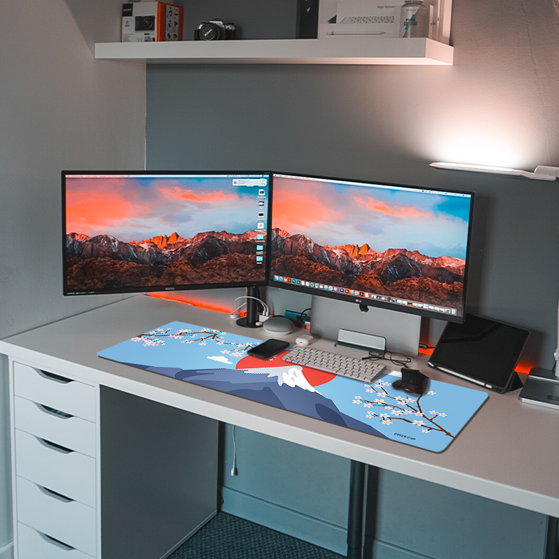 Anime Sunset By The Mountains Desk Mat and Gaming Mouse Pad