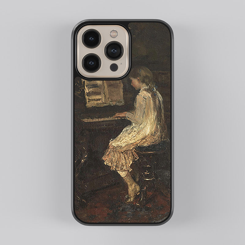 Girl At The Piano , Jacob Maris 1879 Glass Case
