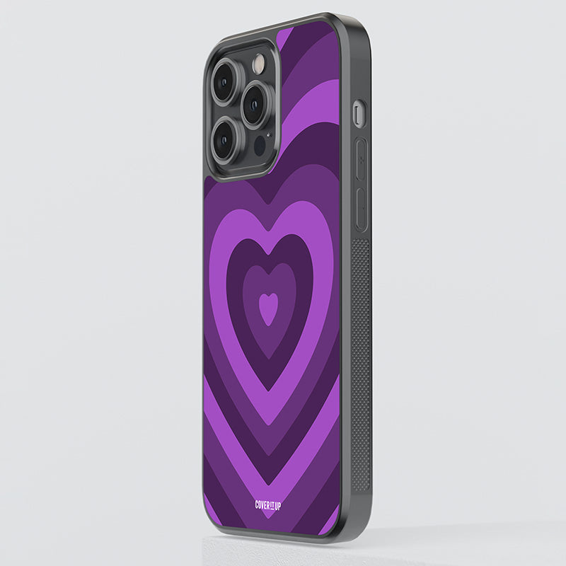 Purple Hearts Glass Case