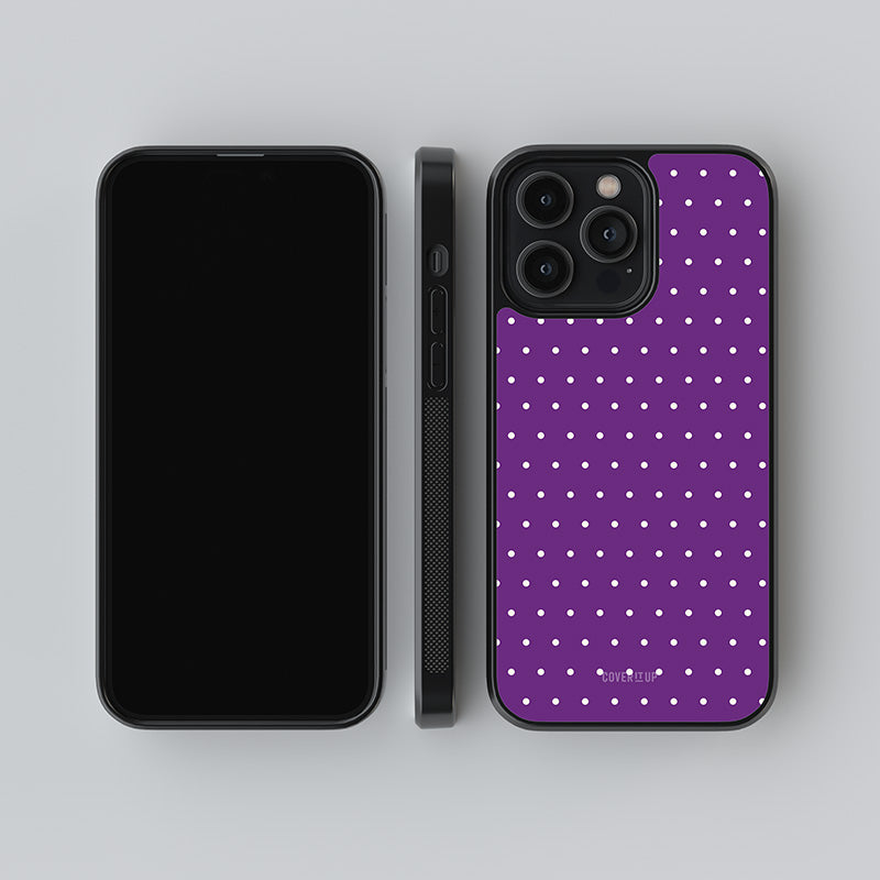 Purple Polka Dots Glass Case