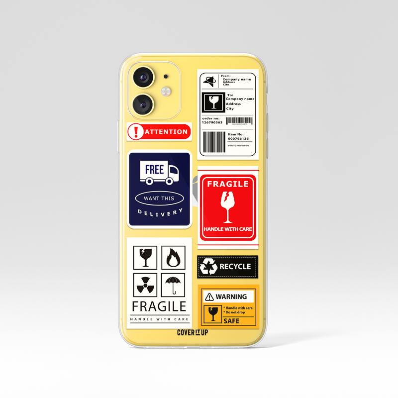 Caution Stickers Clear Silicone Case