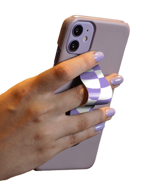 Purple Checked Slider Phone Grip