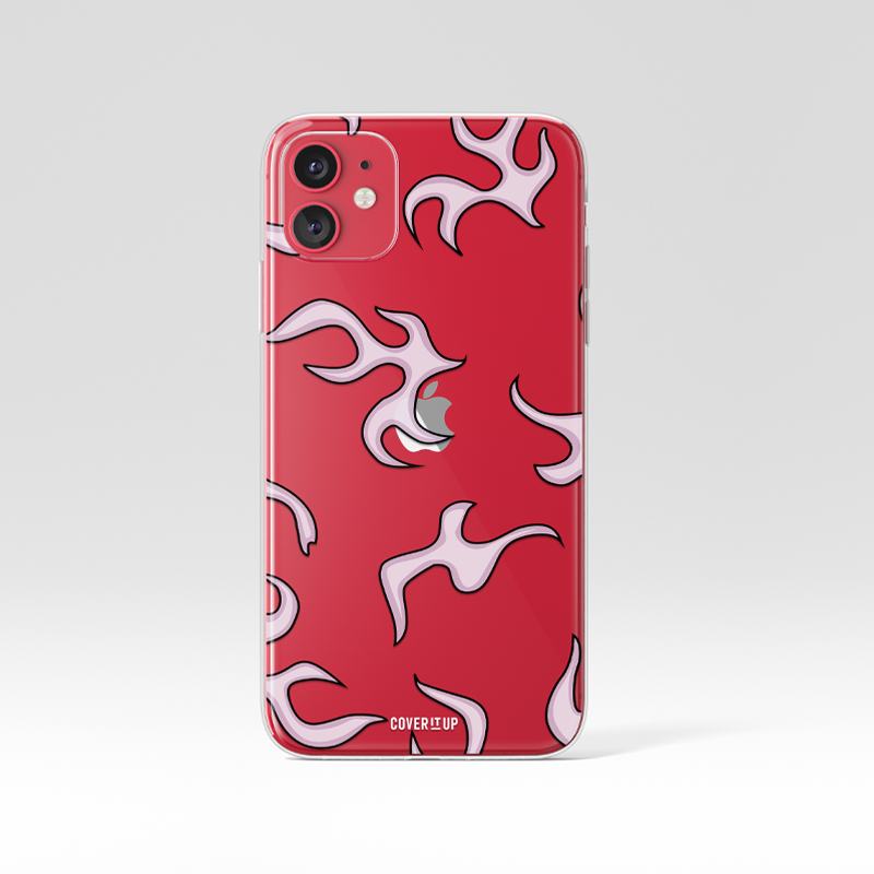 Lilac Flame Pattern Clear Silicone Case