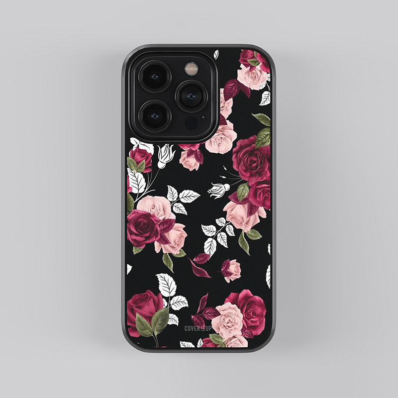 Red And Pink Roses Pattern Glass Case