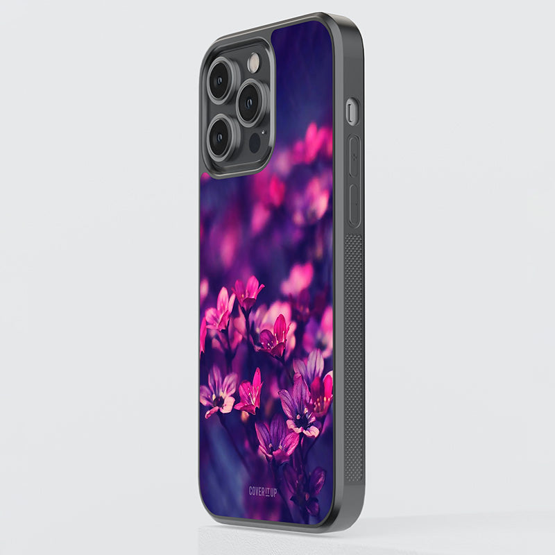 Violet Floral Glass Case