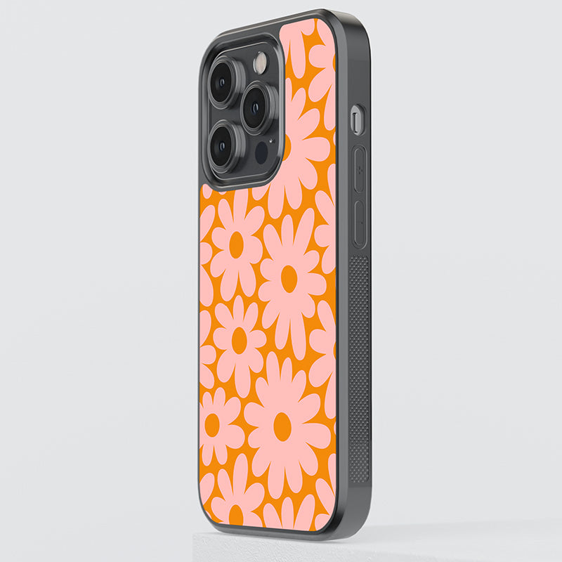 Orange Flower Power Glass Case