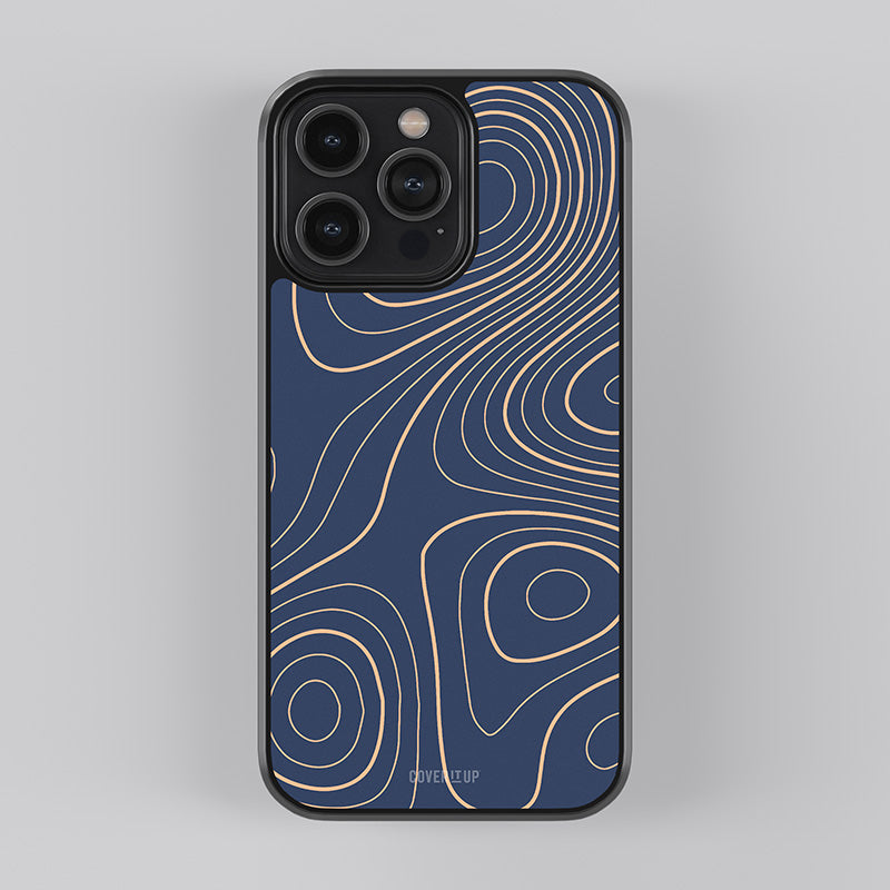 Navy Blue Topography Glass Case