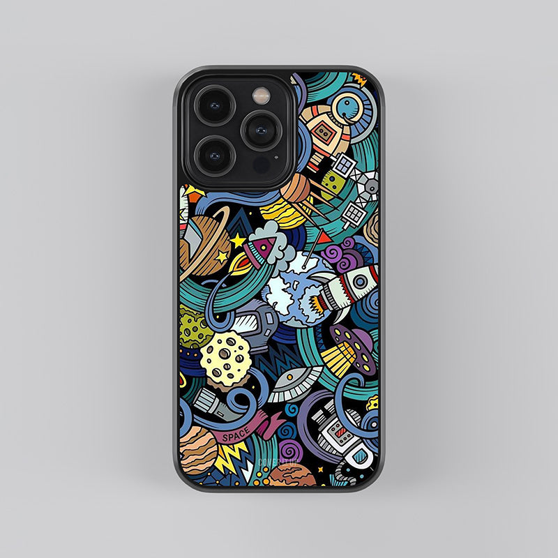 Space Pattern Blue Glass Case