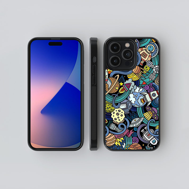 Space Pattern Blue Glass Case