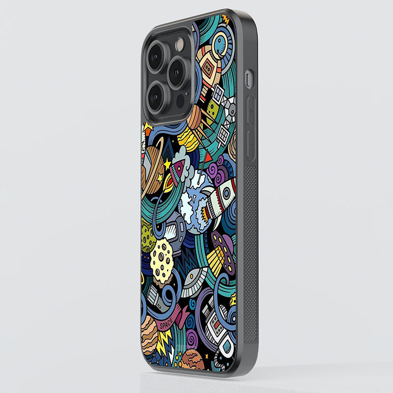 Space Pattern Blue Glass Case