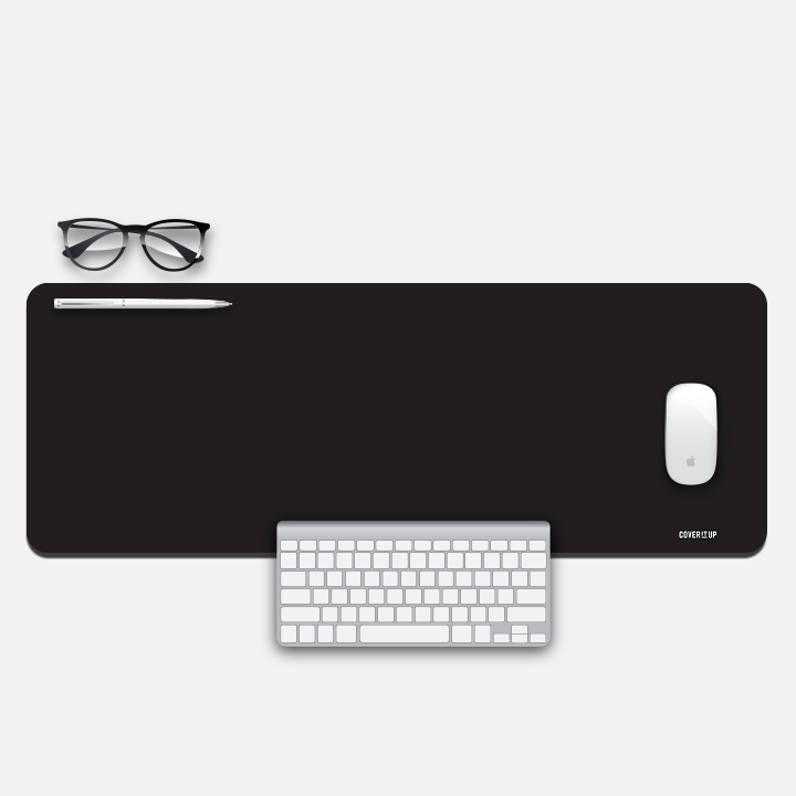 Neutral Black Office Desk Mat and Gaming Mouse Pad (Black)