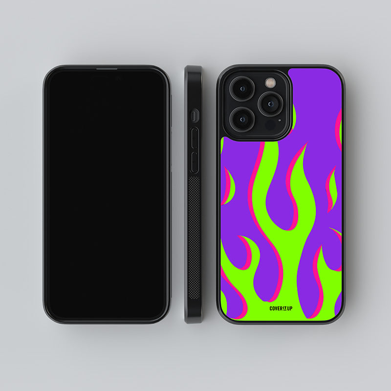 Neon Flames Glass Case