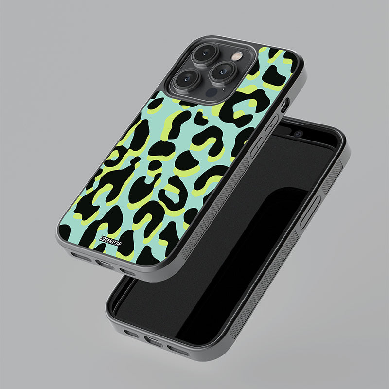 Aqua Leopard Glass Case