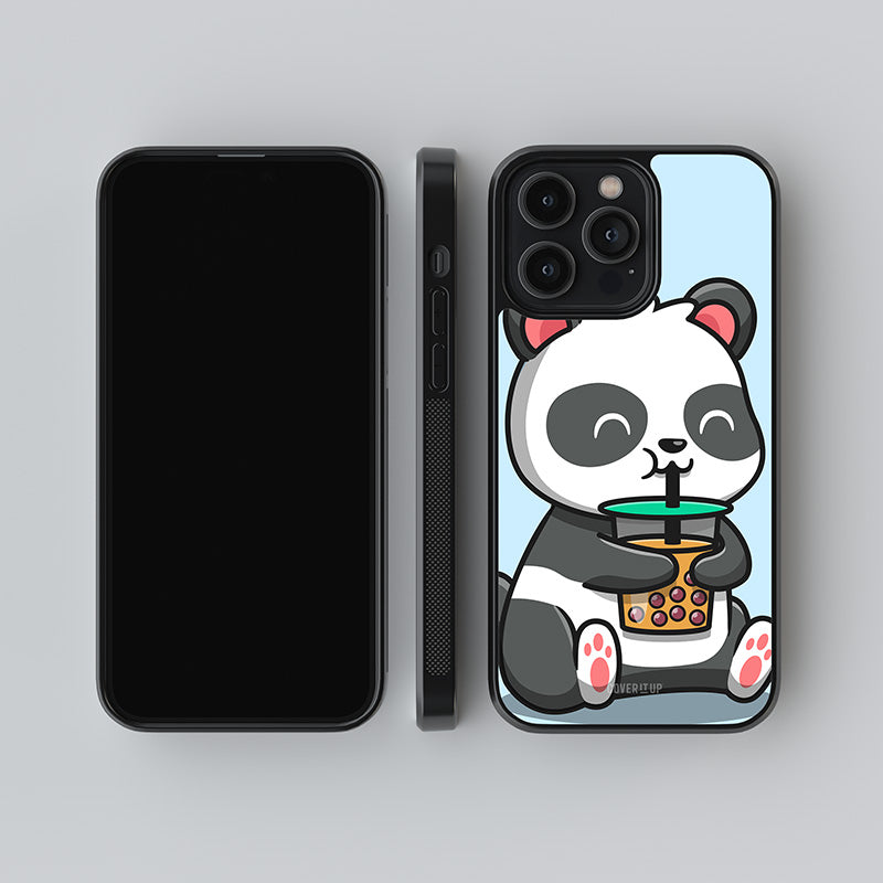 Panda Drinking Boba Glass Case