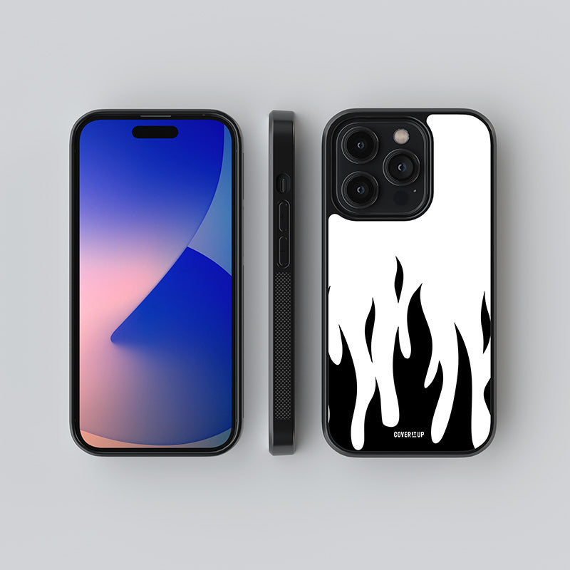 Black And White Flames Glass Case