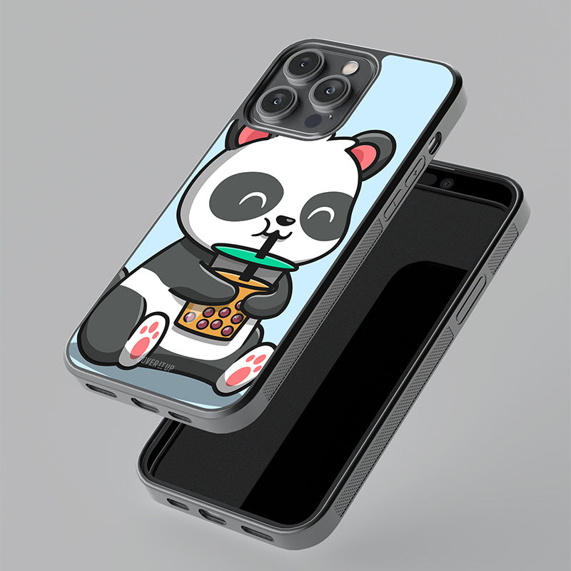 Panda Drinking Boba Glass Case