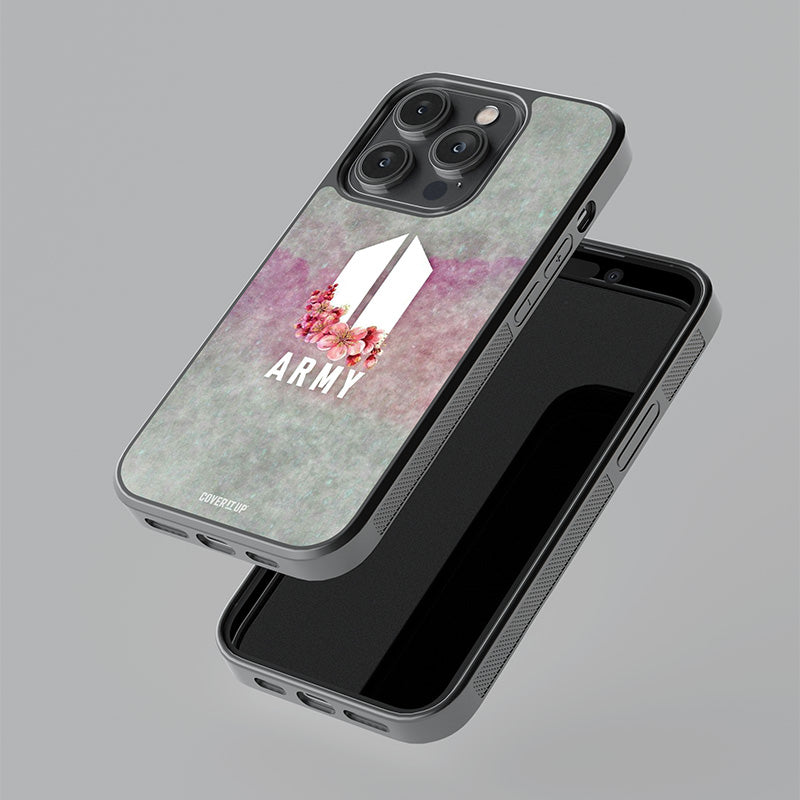 Blooming BTS Army Logo Glass Case