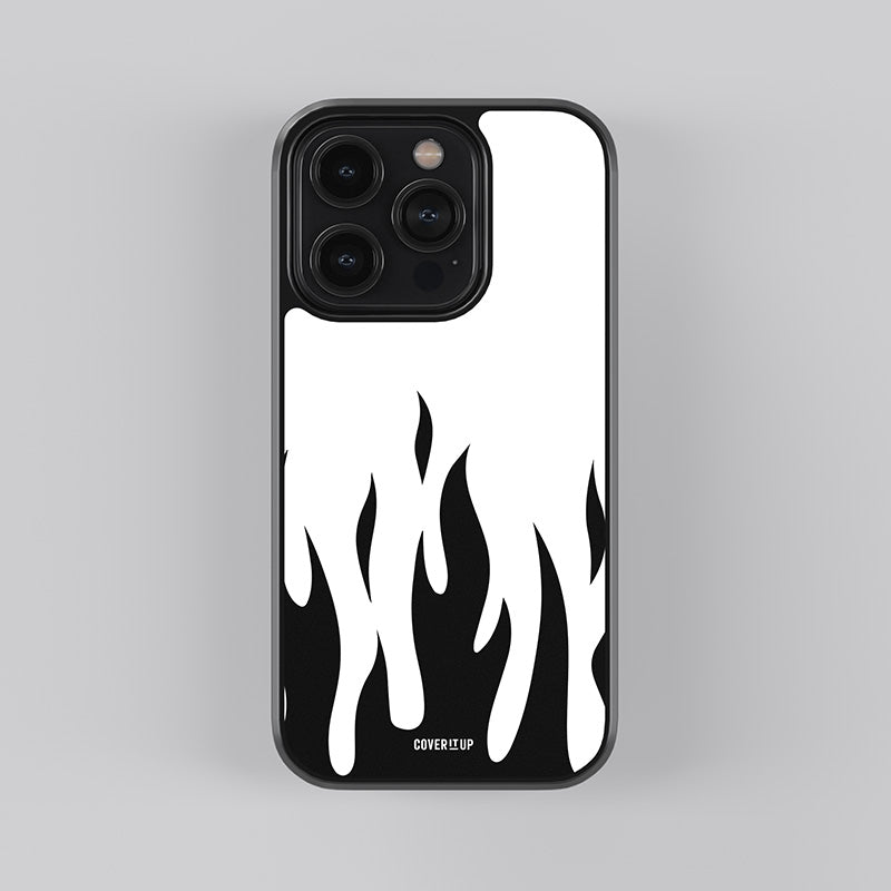Black And White Flames Glass Case