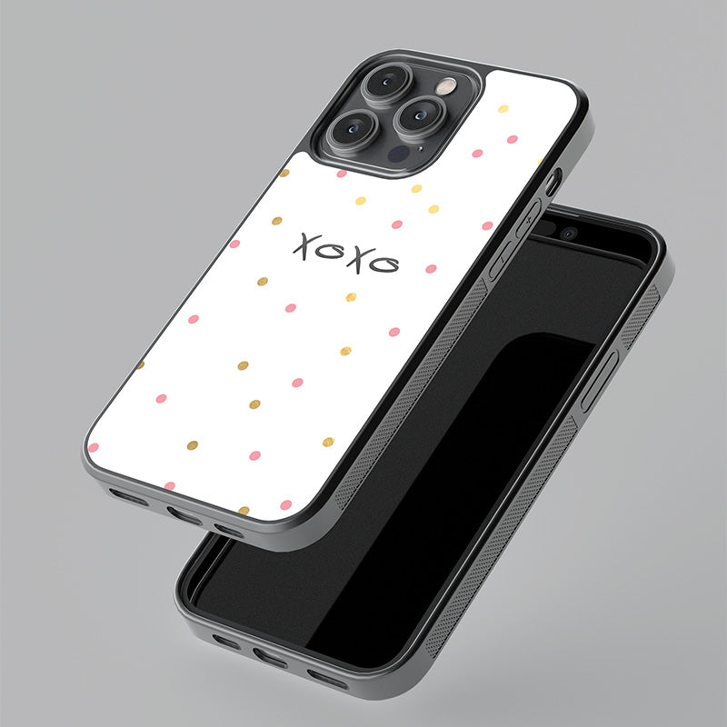 Pink Polka Dot XOXO Glass Case