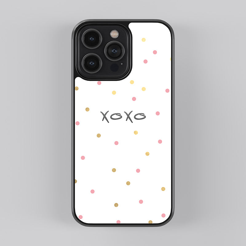 Pink Polka Dot XOXO Glass Case