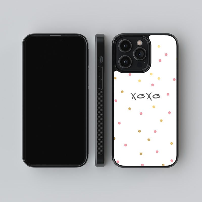 Pink Polka Dot XOXO Glass Case