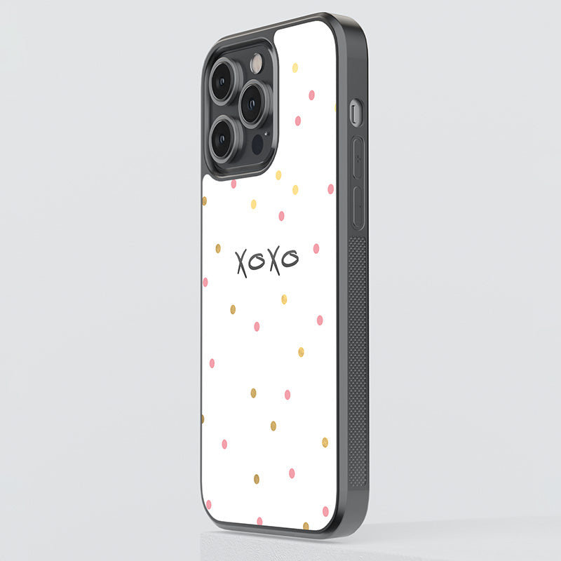 Pink Polka Dot XOXO Glass Case