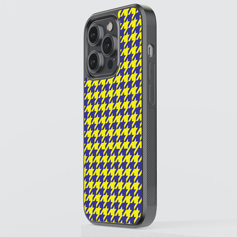 Yellow Hounds Tooth Pattern Glass Case