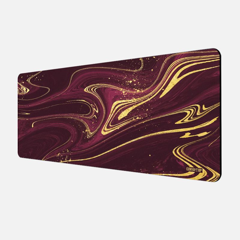 Fluid Art Maroon Desk Mat and Gaming Mouse Pad